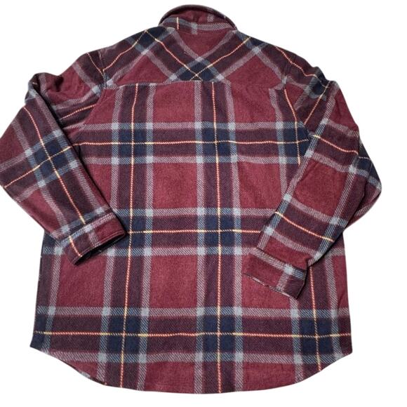 Freedom Foundry Men's Plaid Fleece Button Down Shirt Large Burgundy - Picture 2 of 9